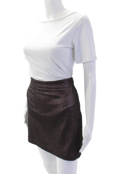 Milly Womens Textured Zip Lined Sparkly Short Skirt Purple Size 10