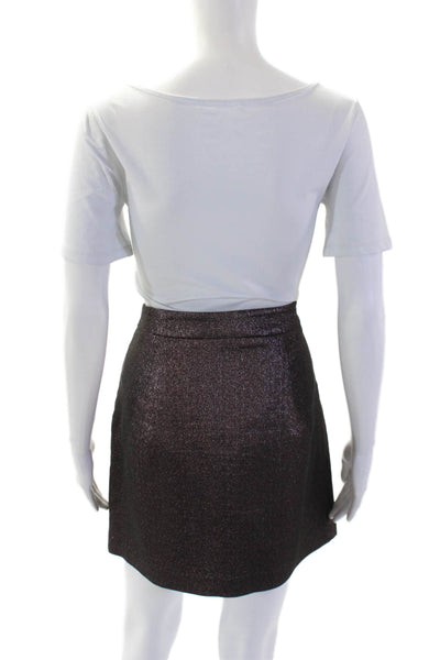 Milly Womens Textured Zip Lined Sparkly Short Skirt Purple Size 10