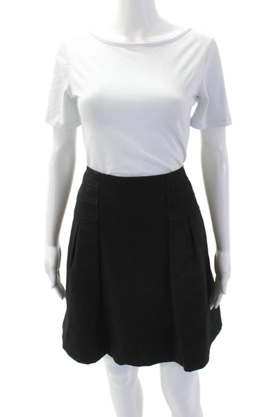 Nanette Lepore Womens Pleated Zip Lined Short Skirt Black Size 04