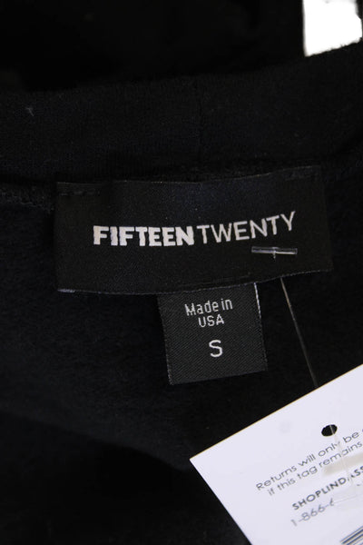 Fifteen Twenty Women Pullover Sweatshirt Black Lace-Up Long Sleeve Size S