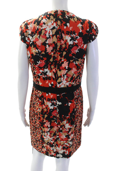 French Connection Womens Shift V-Neck Floral Knee-Length Dress Black Size 10