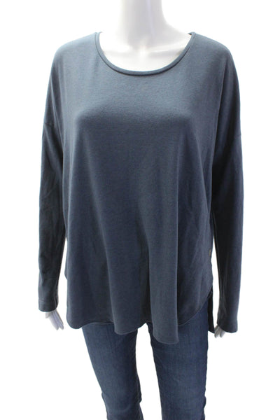 Natori Women Basic Dark Blue Long Sleeve Round Neck T-Shirt Size M