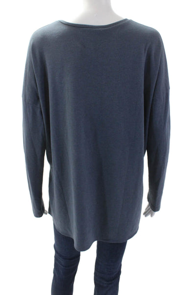 Natori Women Basic Dark Blue Long Sleeve Round Neck T-Shirt Size M