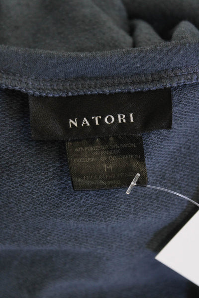 Natori Women Basic Dark Blue Long Sleeve Round Neck T-Shirt Size M