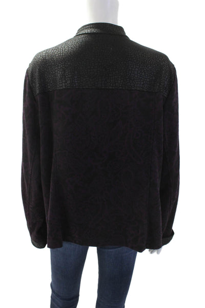 Chicos Women Black Paisley Mock Neck Zip Jacket Long Sleeve Size 3