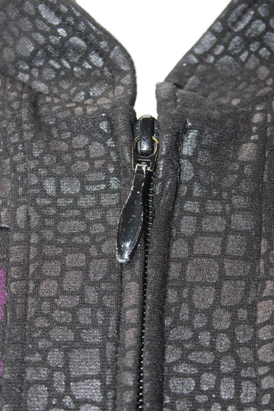 Chicos Women Black Paisley Mock Neck Zip Jacket Long Sleeve Size 3