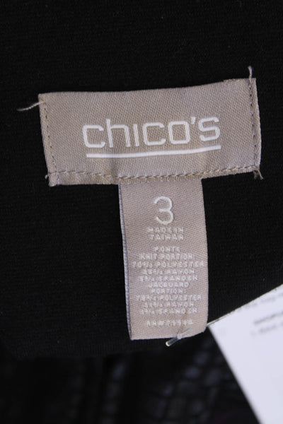 Chicos Women Black Paisley Mock Neck Zip Jacket Long Sleeve Size 3