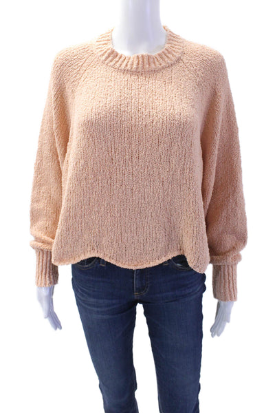 Zara Women Pullover Sweater Beige Crew Neck Cotton Polyester Long Sleeve Size S