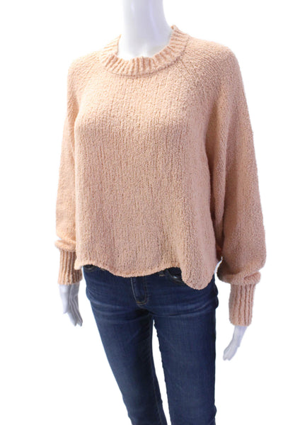 Zara Women Pullover Sweater Beige Crew Neck Cotton Polyester Long Sleeve Size S