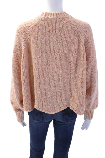 Zara Women Pullover Sweater Beige Crew Neck Cotton Polyester Long Sleeve Size S