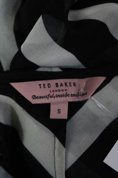 Ted Baker London Women Kimono Striped V-Neck Tie Blouse Black Size S