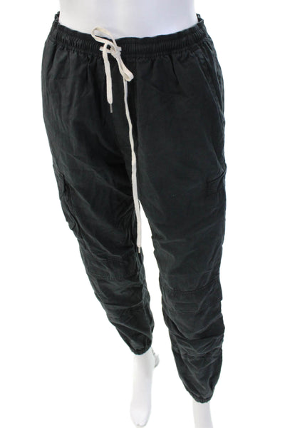 John Elliott Men Cargo Jogger Pants Black Drawstring Tencel Cotton Army Size XS