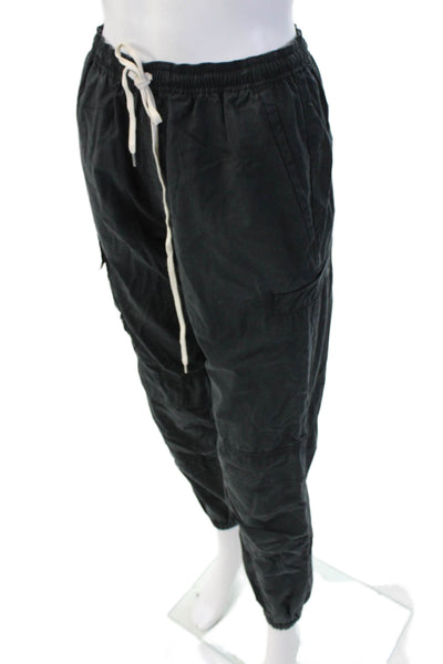 John Elliott Men Cargo Jogger Pants Black Drawstring Tencel Cotton Army Size XS