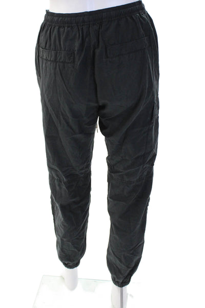 John Elliott Men Cargo Jogger Pants Black Drawstring Tencel Cotton Army Size XS