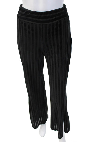 Zara Women Black Striped Gothic Zip Pants Polyester Blend Size XS