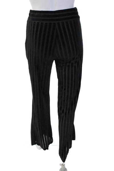 Zara Women Black Striped Gothic Zip Pants Polyester Blend Size XS