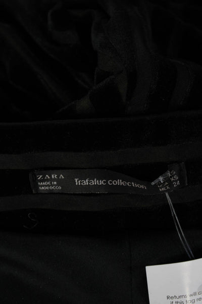 Zara Women Black Striped Gothic Zip Pants Polyester Blend Size XS