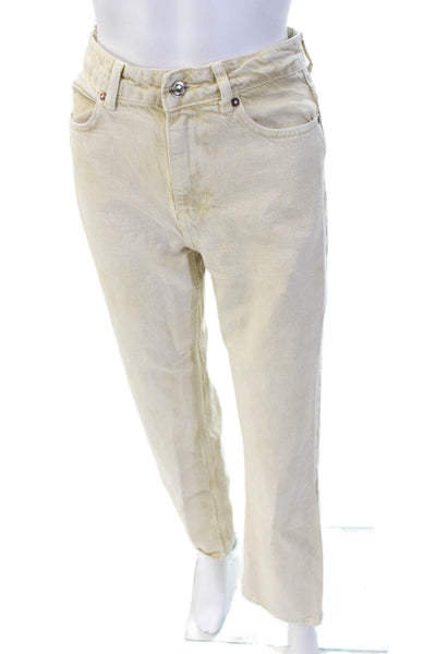 Zara Unisex Beige Mid-Rise Cotton Pants Size 2
