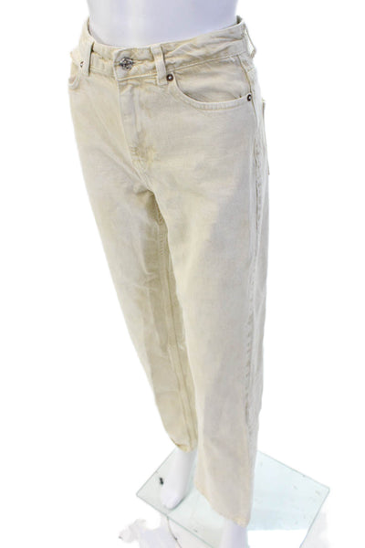 Zara Unisex Beige Mid-Rise Cotton Pants Size 2