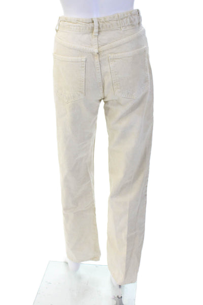 Zara Unisex Beige Mid-Rise Cotton Pants Size 2
