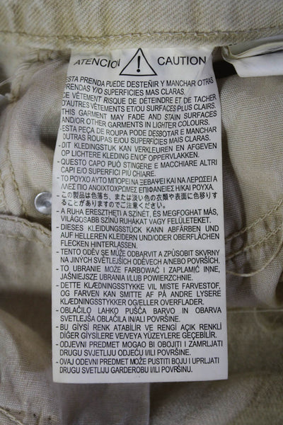 Zara Unisex Beige Mid-Rise Cotton Pants Size 2