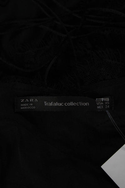 Zara Womens Striped V-Neck Camisole Black Polyester Blend Size XS