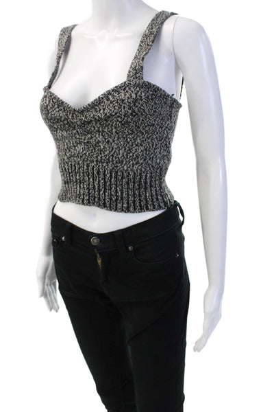 Zara Women Cropped Square Neck Tank Black 90s Sleeveless Size S
