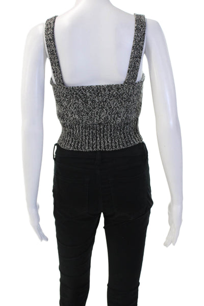 Zara Women Cropped Square Neck Tank Black 90s Sleeveless Size S