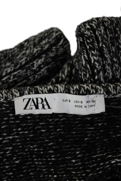 Zara Women Cropped Square Neck Tank Black 90s Sleeveless Size S