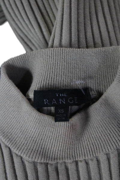 The Range Women Beige Striped Mock Neck Pullover Sweater Long-Sleeve Size XS