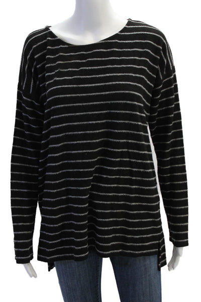 Fifteen Twenty Women Black Striped Pullover Sweater Long Sleeve Size S