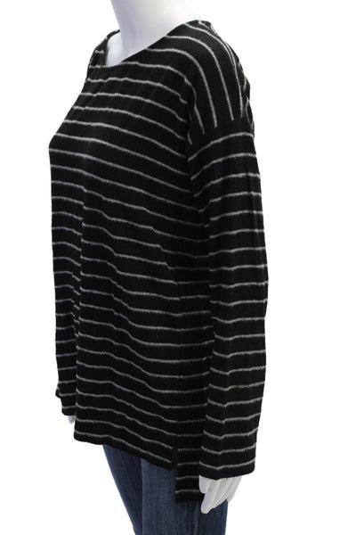 Fifteen Twenty Women Black Striped Pullover Sweater Long Sleeve Size S