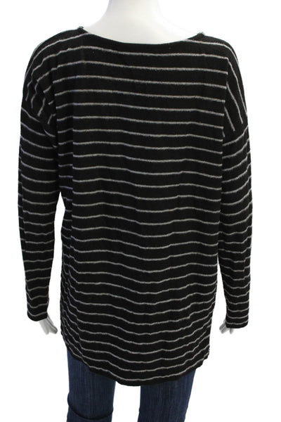 Fifteen Twenty Women Black Striped Pullover Sweater Long Sleeve Size S