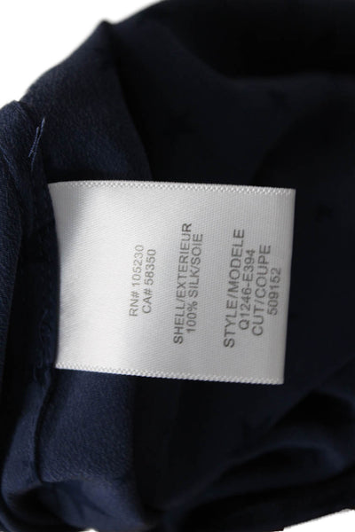 Equipment Femme Women Shift Dress Dark Blue Silk Long Sleeve Stars Size M