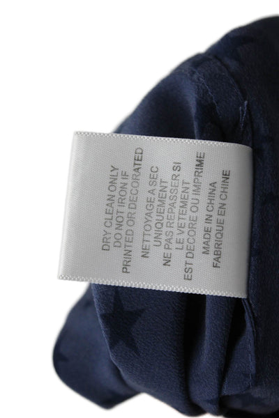 Equipment Femme Women Shift Dress Dark Blue Silk Long Sleeve Stars Size M
