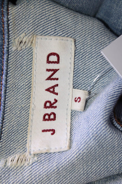 J Brand Women Blue Collared Button Solid 90s Long Sleeve Jacket Size S