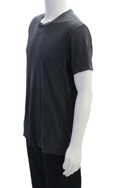 J Crew Mens Short Sleeve Crew Neck Broken In Tee Shirt Navy Cotton Size Large