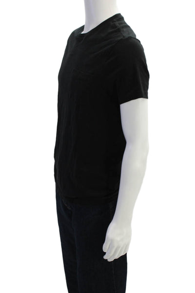 J Crew Mens Short Sleeve Crew Neck Slim Washed Pocket Tee Shirt Black Medium