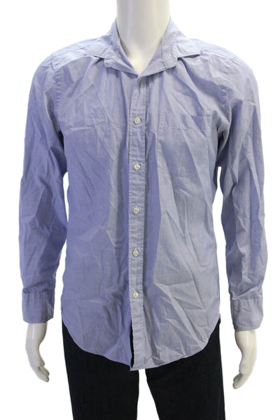 J Crew Mens Button Front Collared Long Sleeve Ludlow Shirt Blue Size Medium