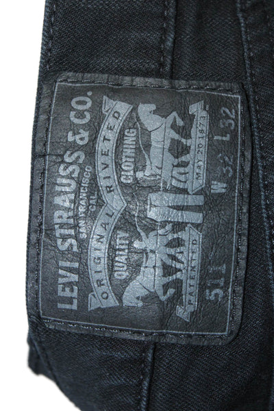 Levis Men Black Straight Jeans Button Fly 100% Cotton Size 32