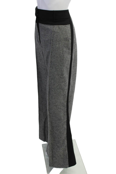 Me + Em Womens Black Herringbone Dress Pants Wool Blend Button Size 34