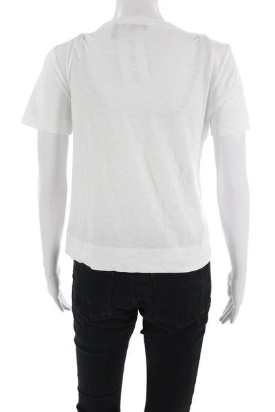 Theory Women Basic Cotton Blend Crew Neck Short Sleeve T-Shirt White Size 0P