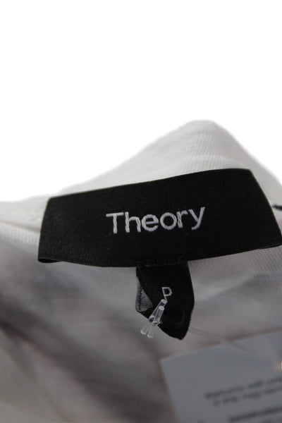 Theory Women Basic Cotton Blend Crew Neck Short Sleeve T-Shirt White Size 0P