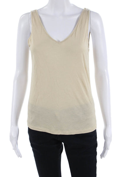 Vince Women Beige V-Neck Viscose Camisole Petite Size 2XS
