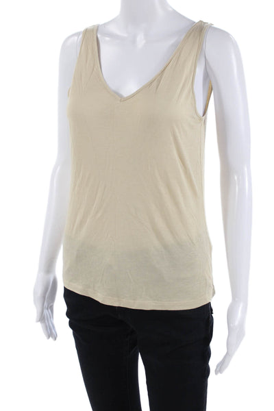 Vince Women Beige V-Neck Viscose Camisole Petite Size 2XS