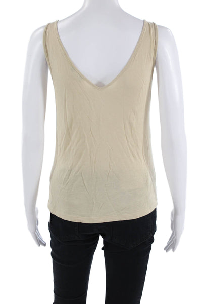 Vince Women Beige V-Neck Viscose Camisole Petite Size 2XS