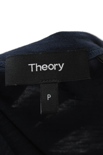 Theory Women Dark Blue Cotton Blend Crew Neck Short Sleeve T-Shirt Size 0P