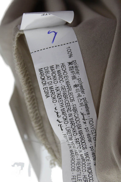 Zara Women Beige Collared Button-Up Basic Polyester Blouse Long Sleeve Size XS