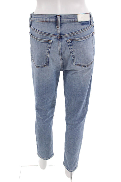 Re/Done Womens Light Blue Cropped Ankle High Rise Jeans Size 28