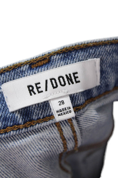 Re/Done Womens Light Blue Cropped Ankle High Rise Jeans Size 28